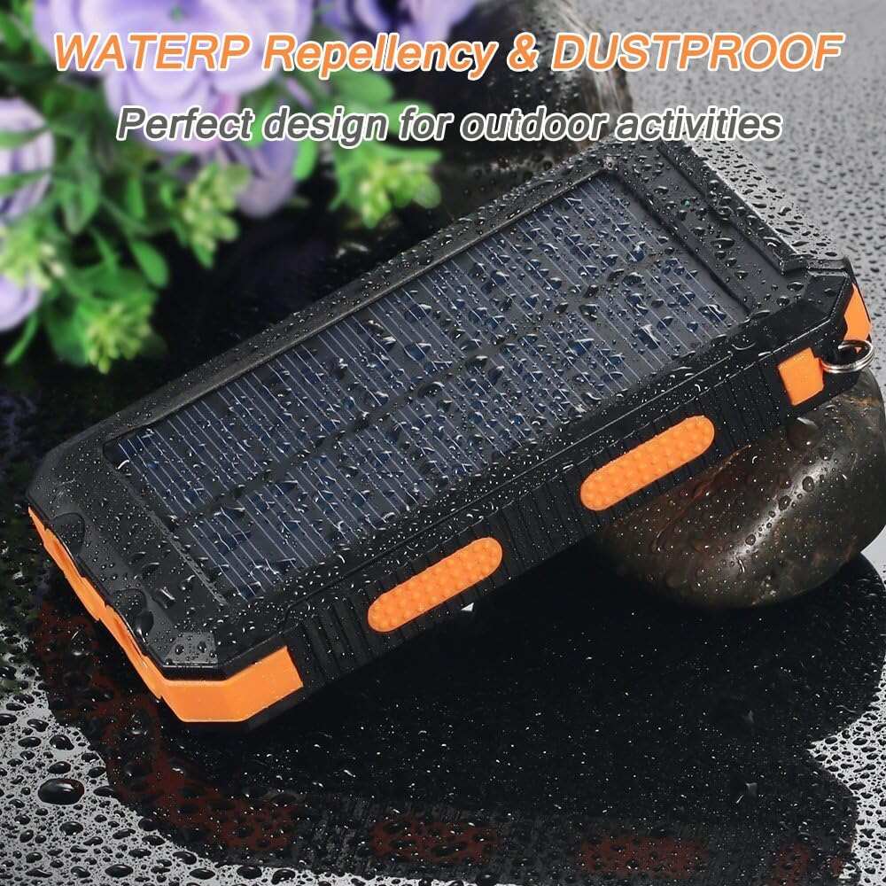 YELOMIN Solar Charger, 38800mAh Portable Solar Power Bank, Waterproof Battery Pack for Outdoor Activities, Camping External Backup Power Charger Dual USB 5V Outputs/LED Flashlights