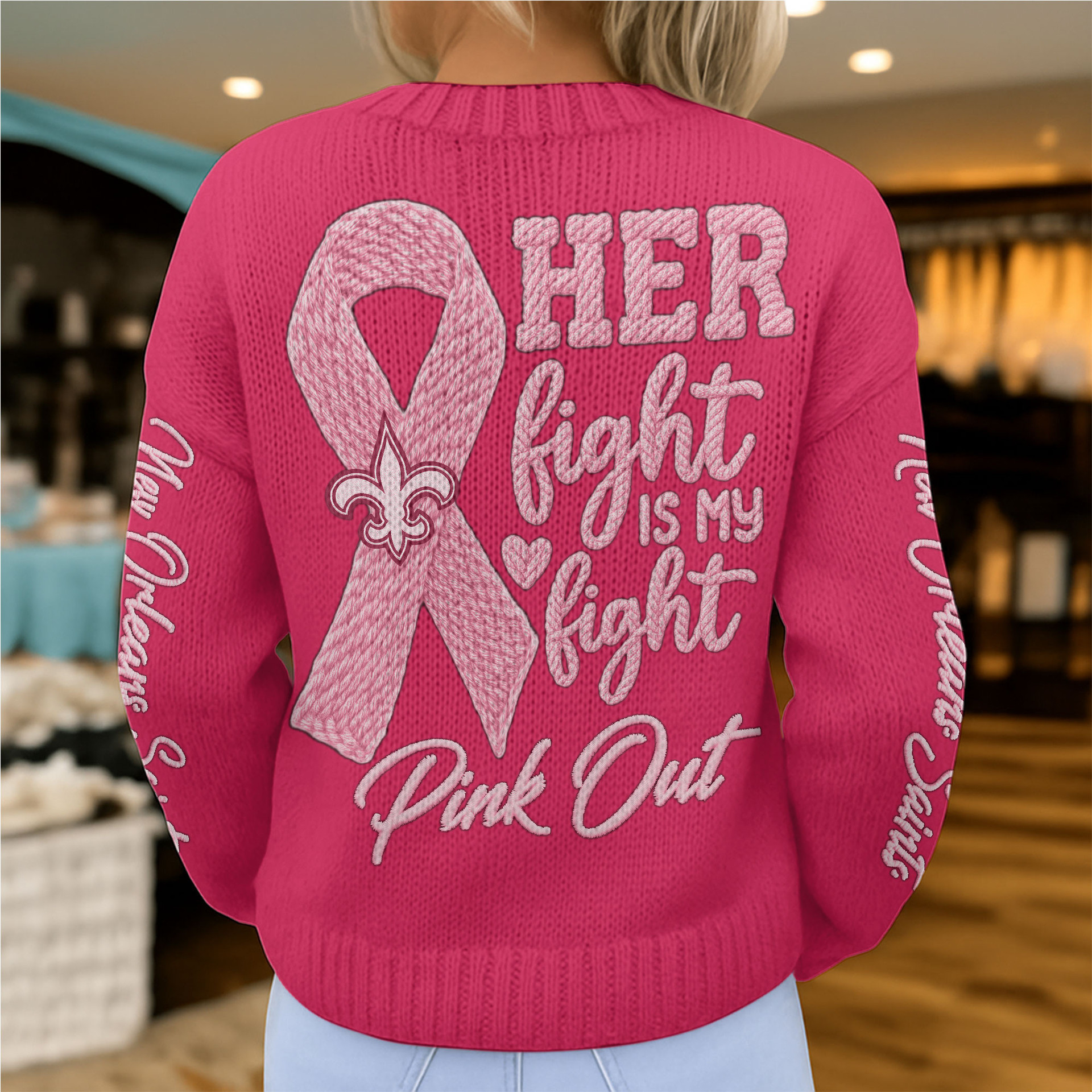 New Orleans Saints | Premium NFL Her Fight Is Our Fight Cardigan TD