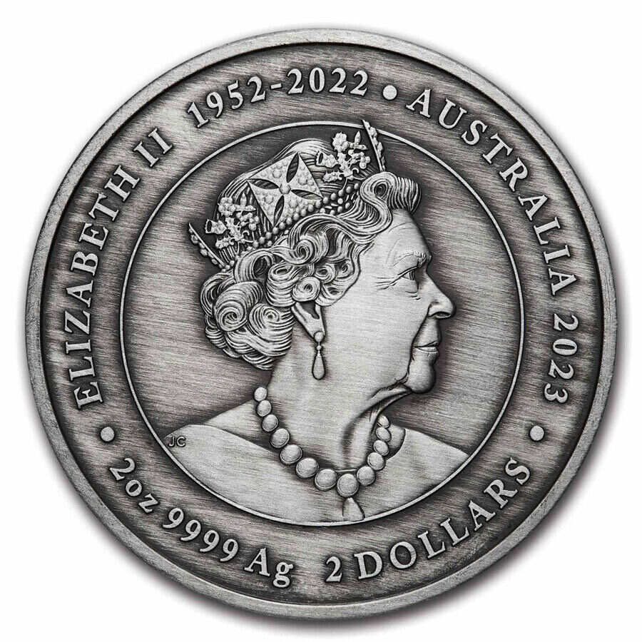 2023 Australia 2 oz Silver Colorized Kangaroo Yongka (Antiqued) - SKU#279333