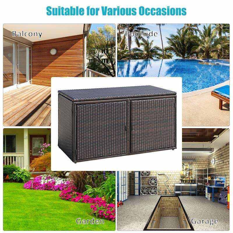 88 Gallon Rattan Deck Storage Box Patio Container