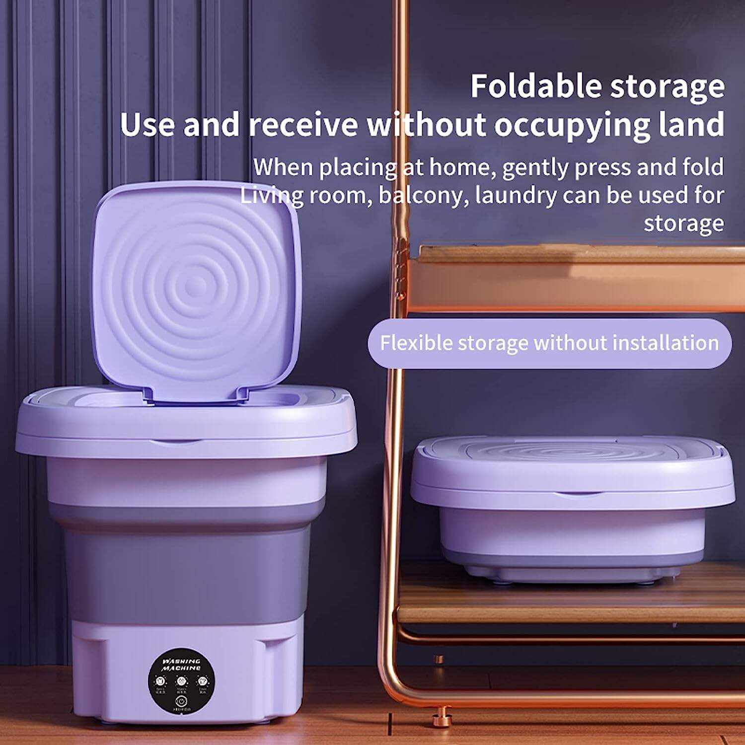 Portable Washing Machine, High Capacity Mini Washer with 3 Modes Deep Cleaning Half Automatic Washt, Foldable Washing Machine with Soft Spin Dry for Socks, Baby Clothes, Towels, Delicate Items (Purple)