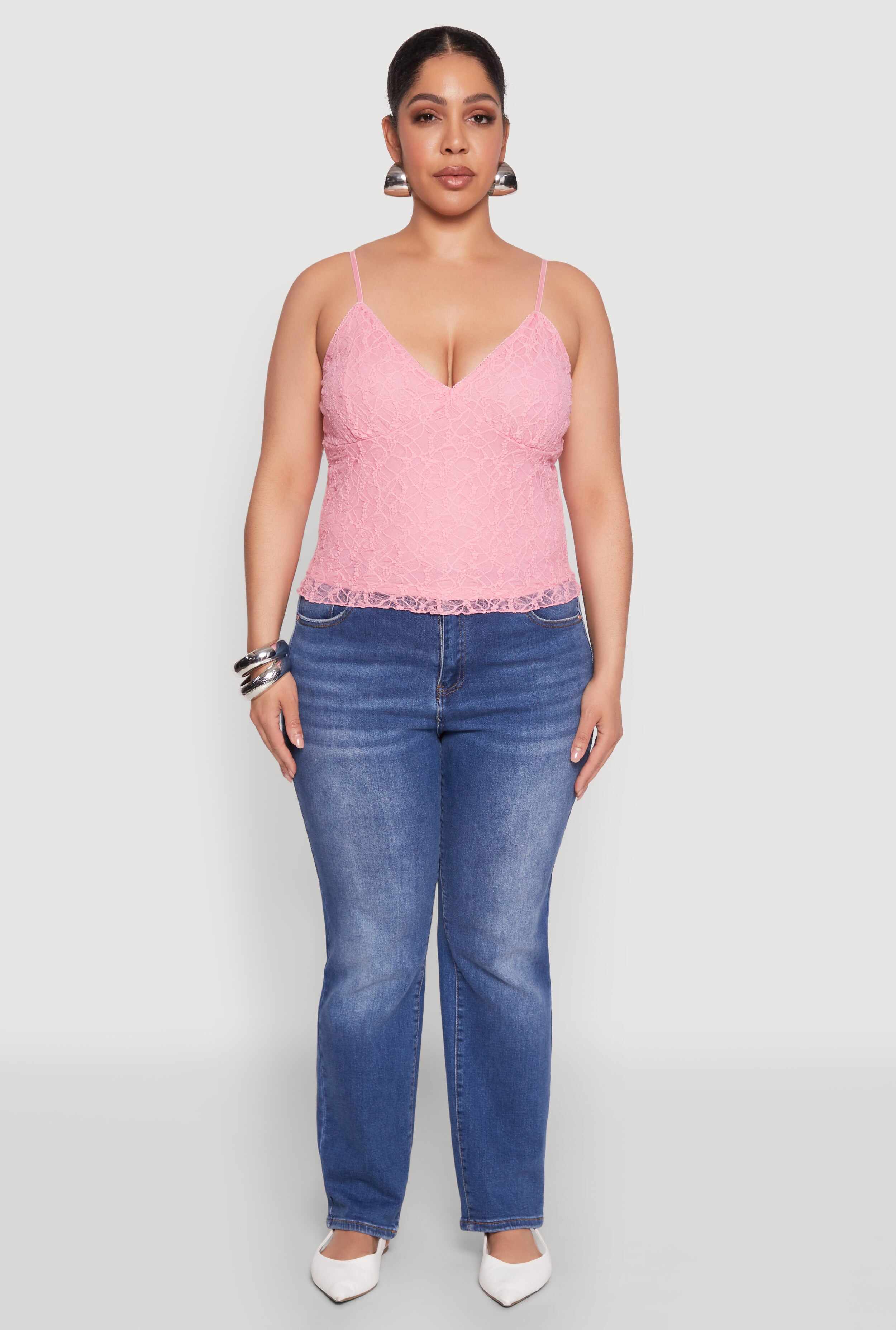Plus Size Lace Overlay Cami