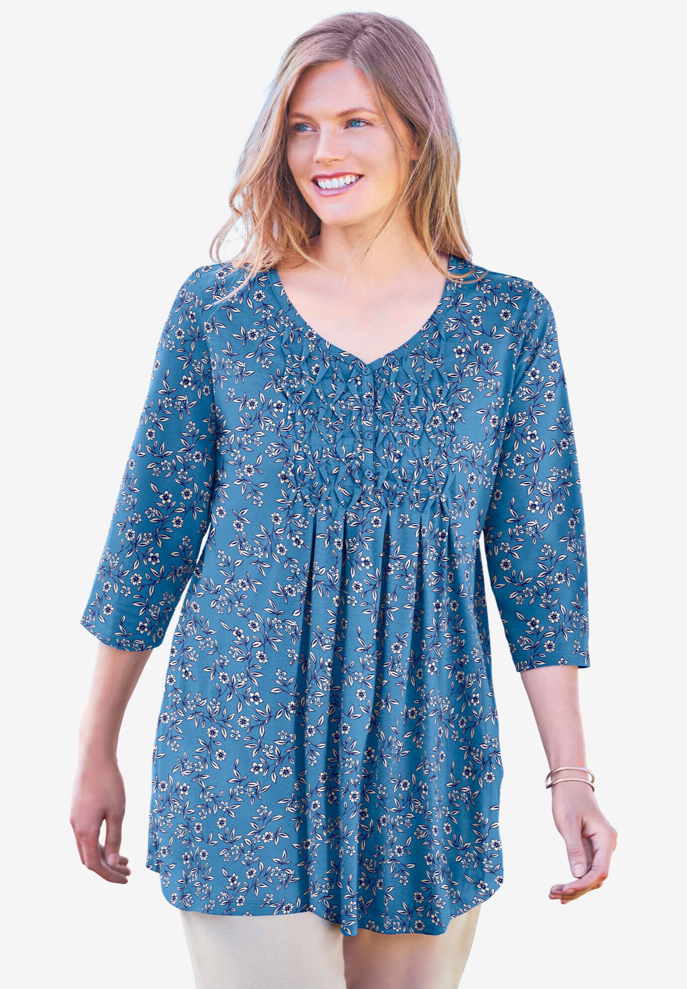 Smocked Henley Trapeze Tunic