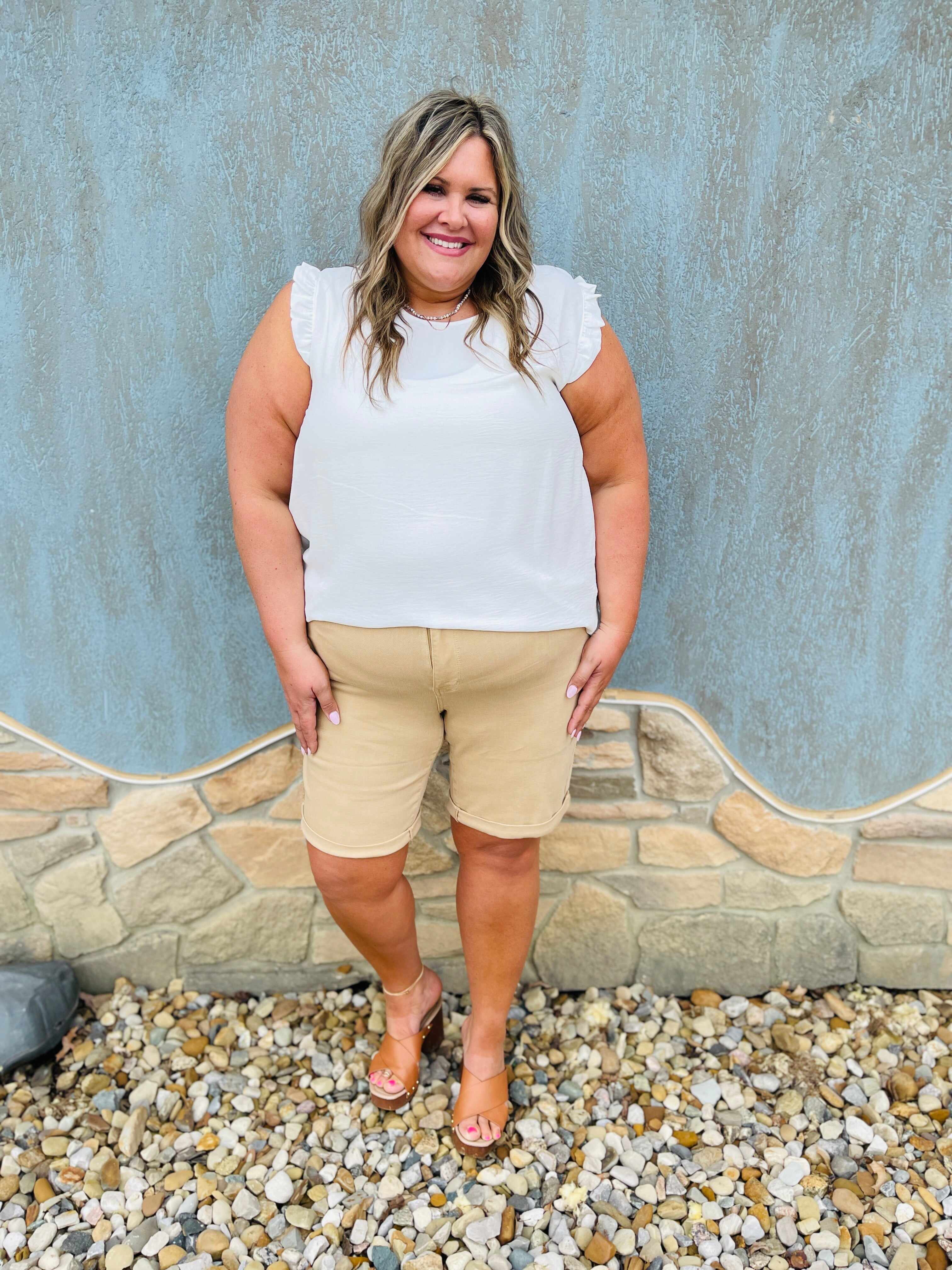 PLUS/REG Pretty Mama Cuffed Bermuda Shorts