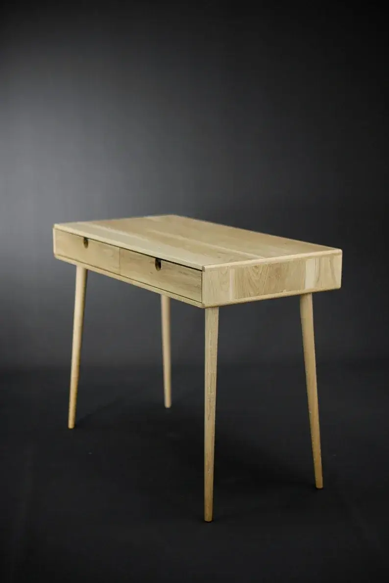 Solid oak desk , Bureau , dressing table , office desk, Classic, Mid Century, Modern.(with stool)