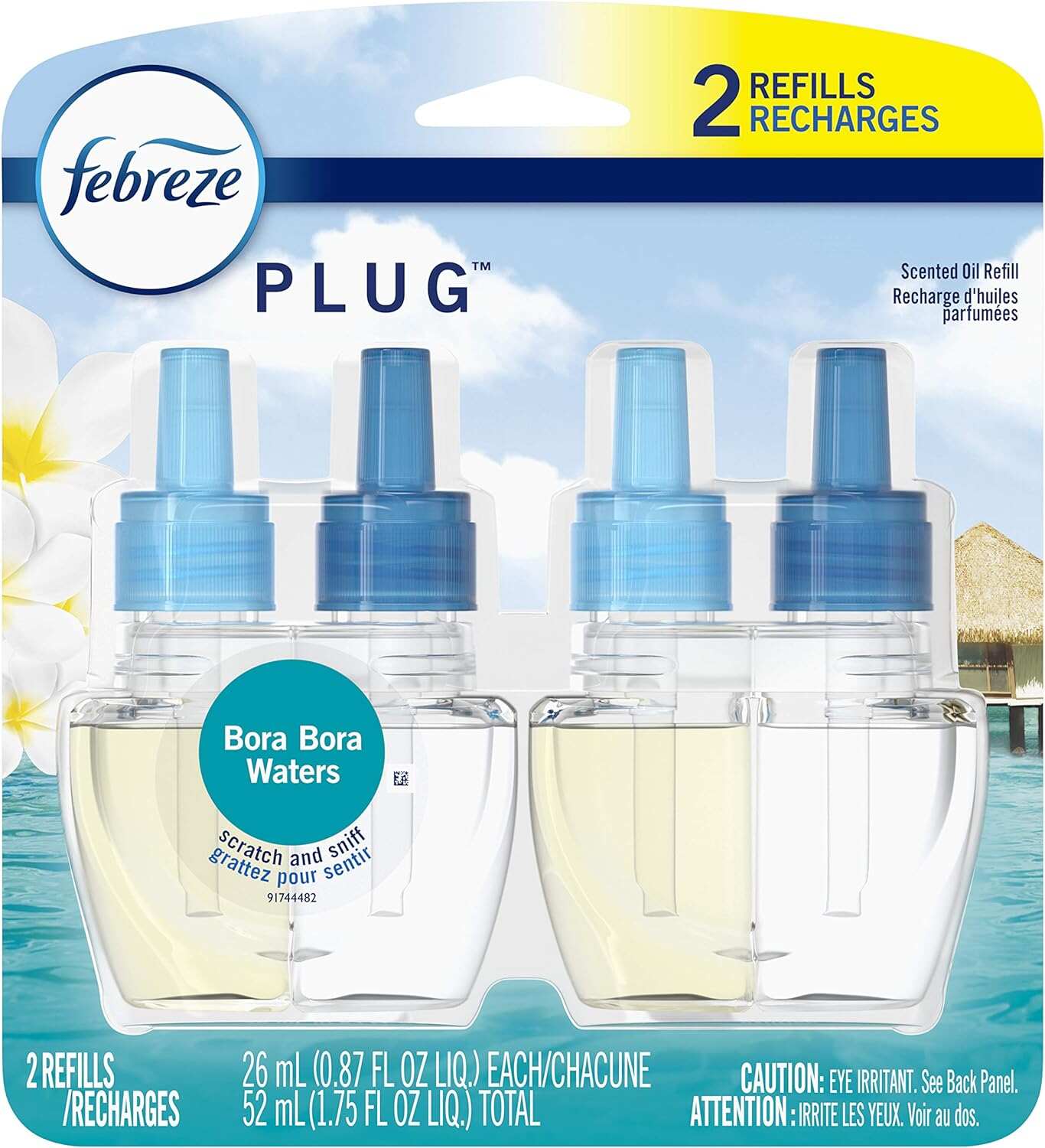 Febreze Odor-Fighting Fade Defy PLUG Air Freshener, Mountain, Ocean, Amber, (3) .87 fl. oz. Oil Refills