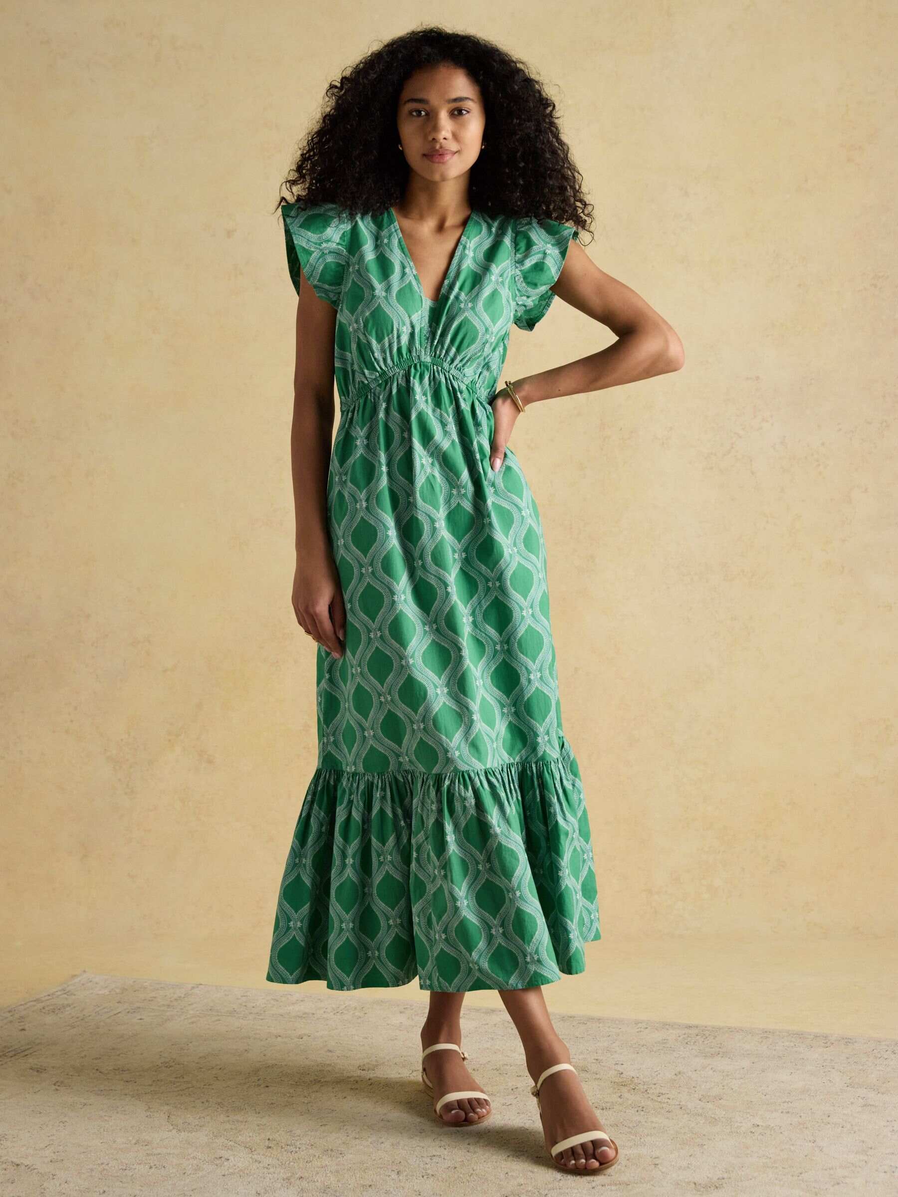 Winnie Green Frill Shoulder Dress
