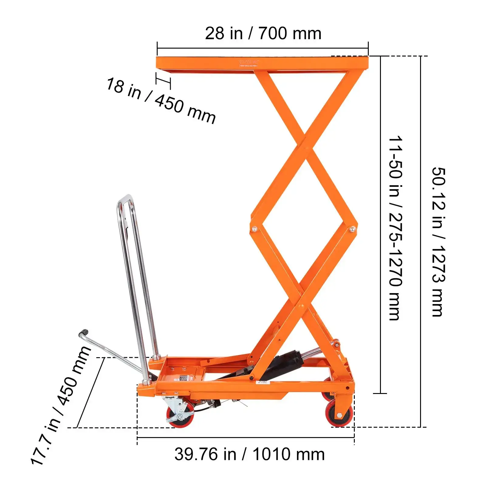 Hydraulic Lift Table Cart 330lbs Capacity 50