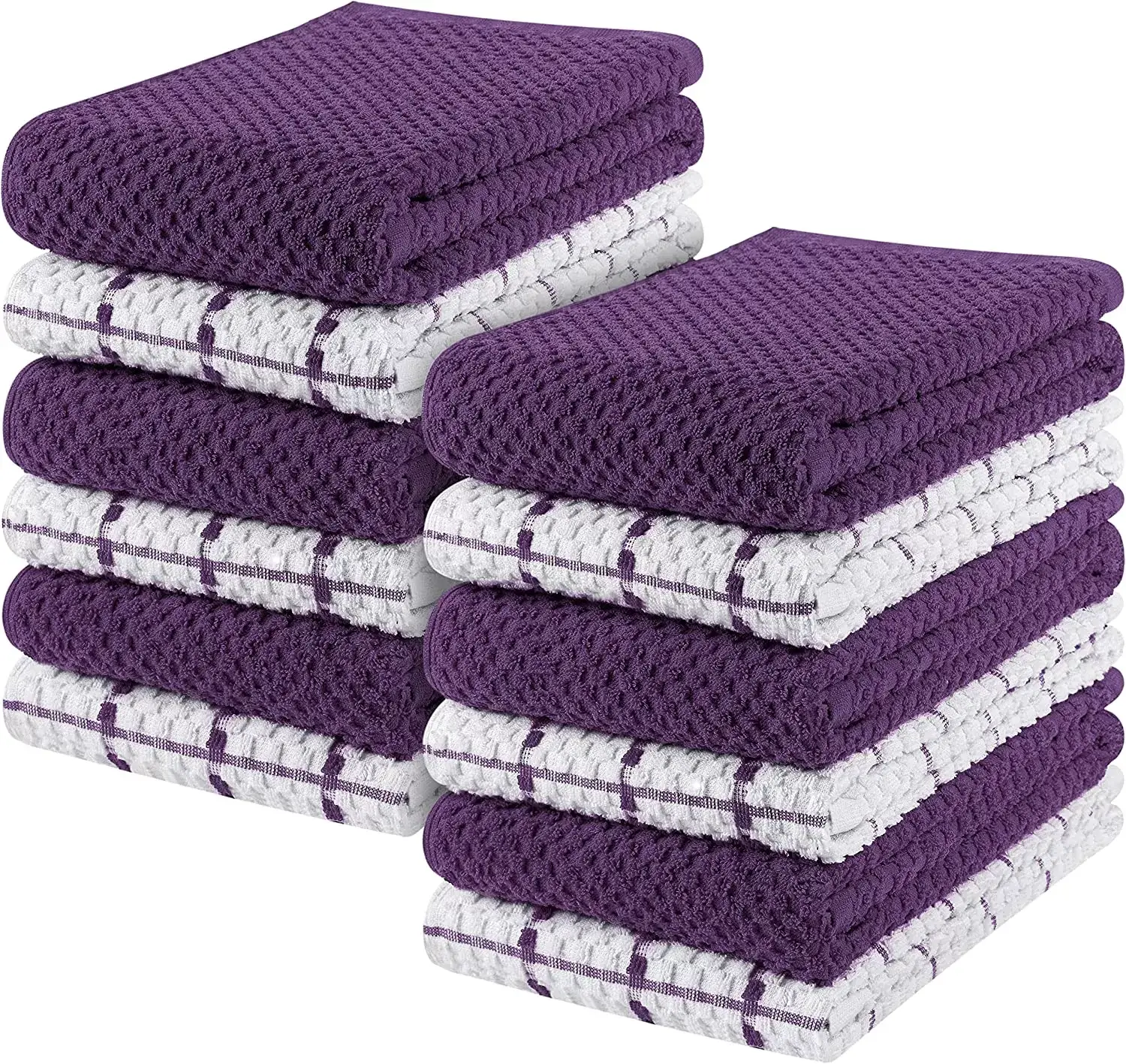 Kitchen Towels 12 Pack, 15 x 25 Inches, 100% Ring Spun Cotton Super Soft and Absorbent Linen Dish Towels, Tea Towels and Bar Towels Set (Black)