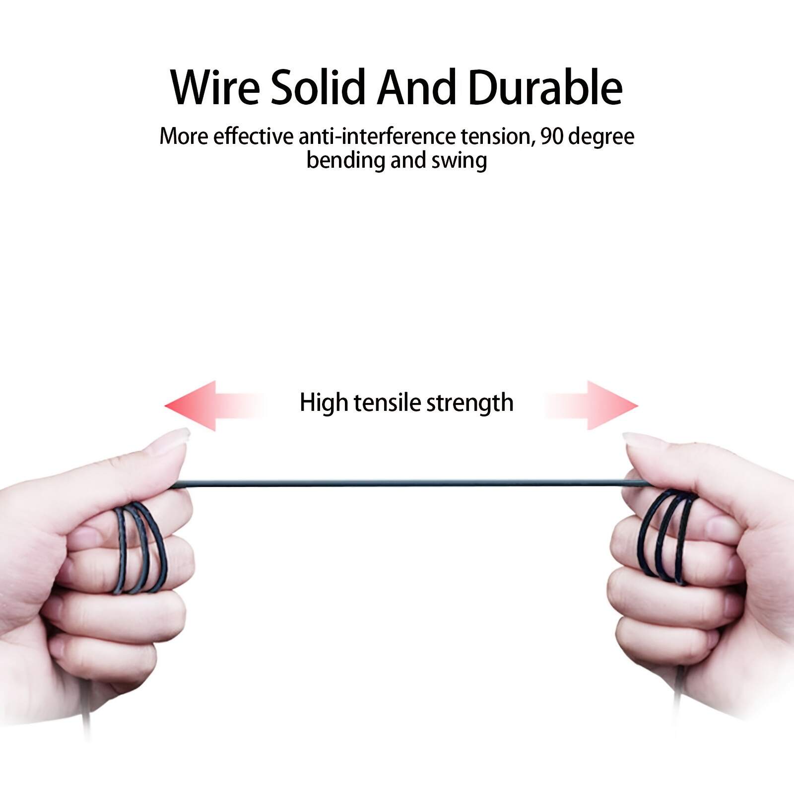 Black In-Ear Earbuds with Cable Control, C-Shaped Flat Head & Design - Comfort Fit for Running, Gaming, Sports, 3.5mm Jack, Call Noise Cancellation, USB Charging, 100cm Tangle-Free Cable