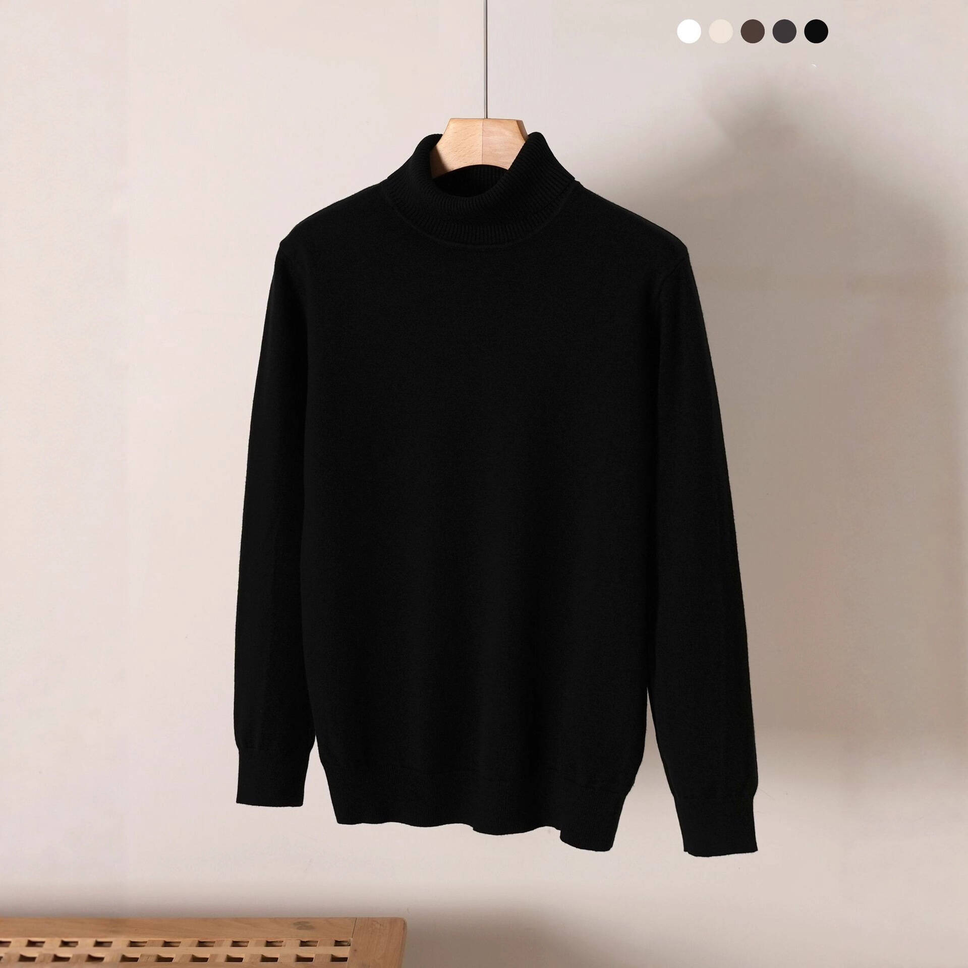 2026 Autumn/Winter New Men's High-neck Sweater Knitted Shirt Men's Underwear Base Shirt Casual Solid Color Pullover Sweater