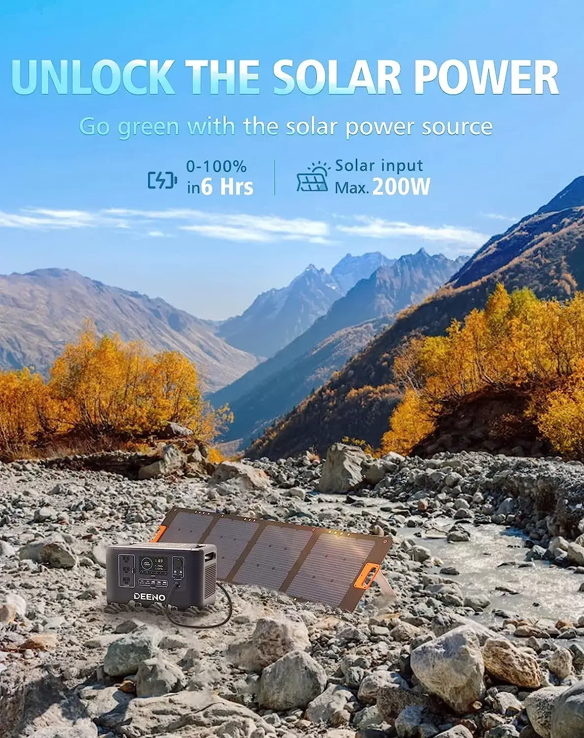 DEENO Portable Power Station X1500, 1036Wh LiFePO4 (LFP) Battery, 1500W(Peak 3000W) Solar Generator (Solar Panel Optional) for Outdoor Camping RVs Home Use Emergency Travel