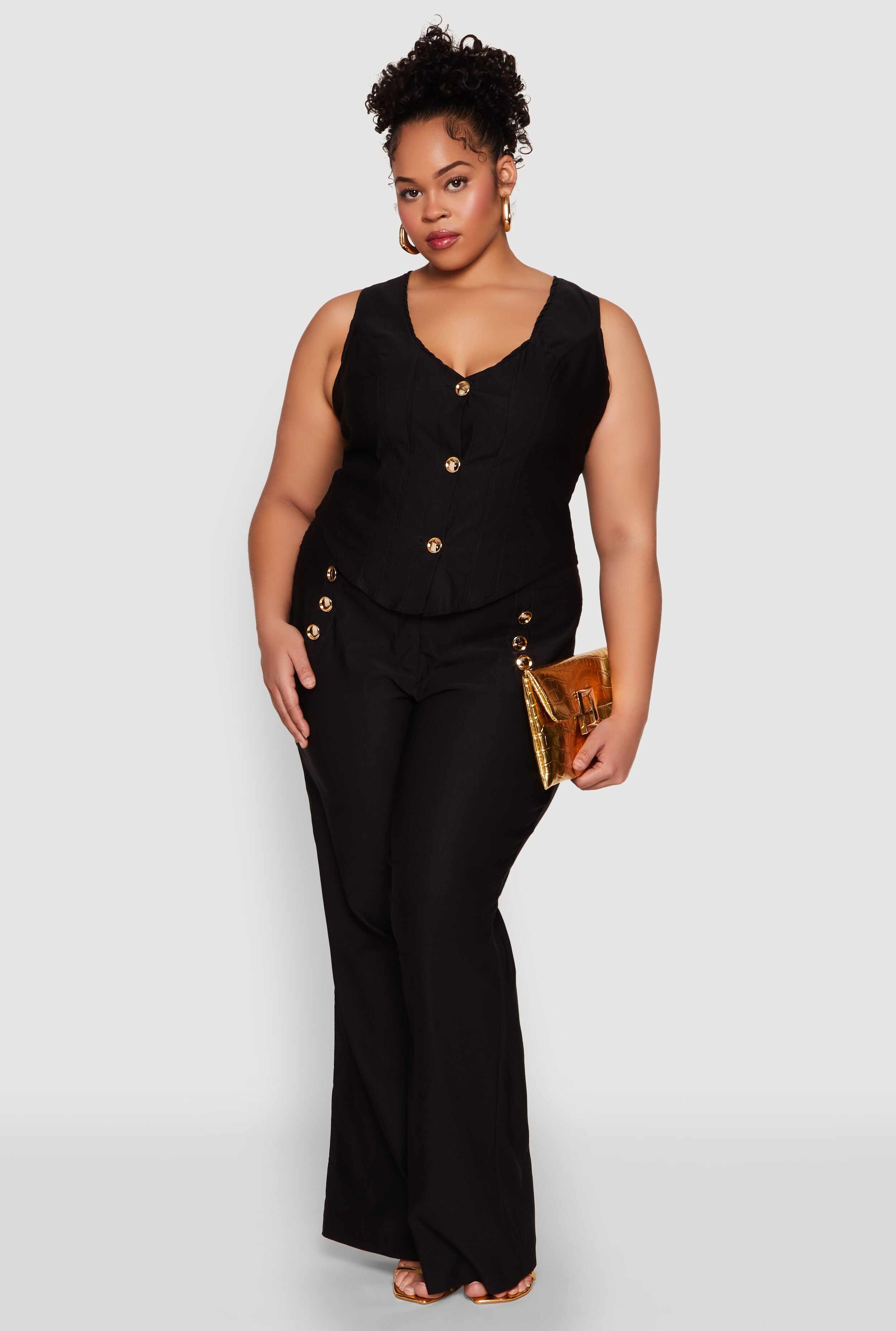 Plus Size Cropped Corset Detail Vest