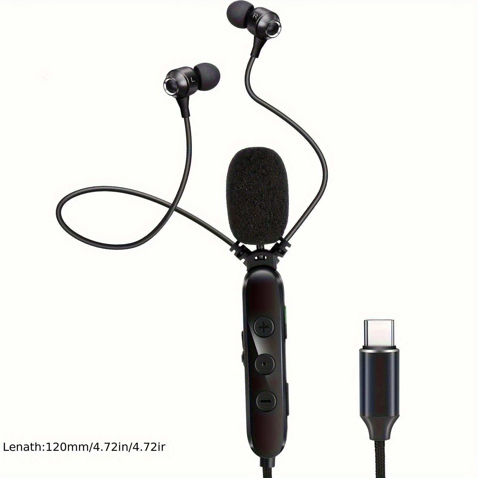 Live In-Ear Headphones with Microphone for KTV, Wired Type-C Sound Card, Echo Effect, Real-Time Ear Monitoring, Line Control, High-Definition Microphone, Suitable for Mobile Phone Headphones with Noise-Cancelling Microphone.