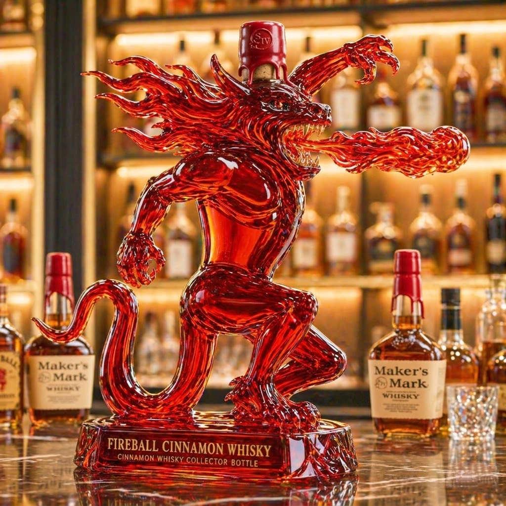 Fireball Cinnamon Whisky 3D Sculpted Collector's Edition Bottle