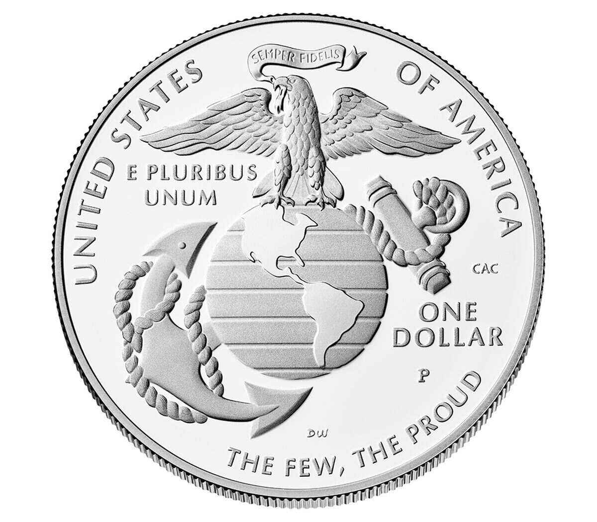 2025 P U.S. Marine Corps USMC 250th Anniversary Silver Commemorative Dollar, First Strike PCGS MS70