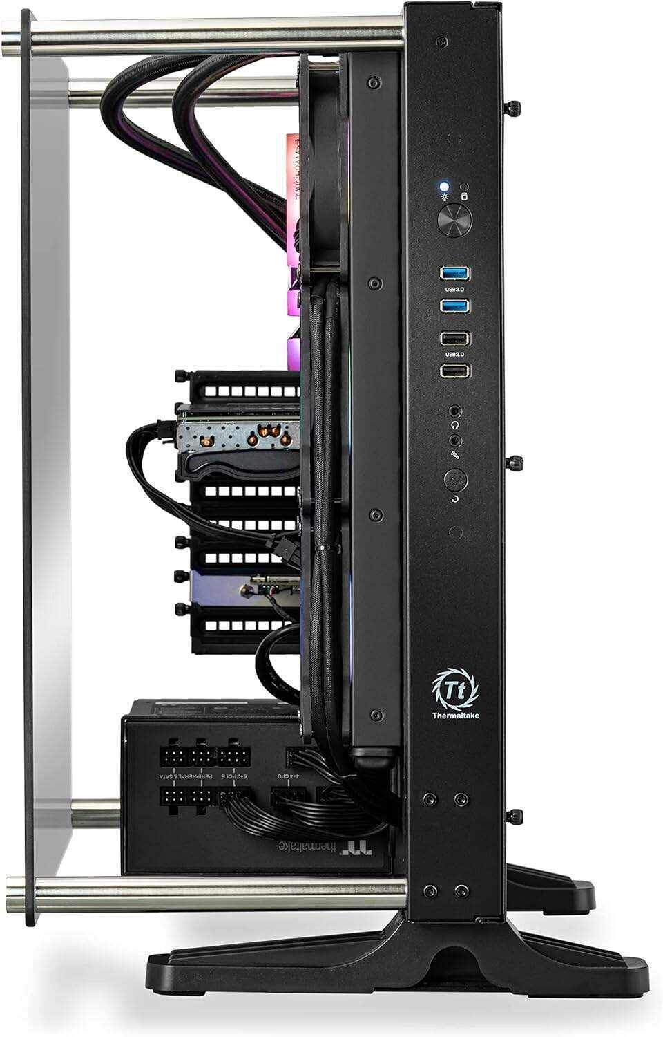 Thermaltake Shadow 360i Liquid-Cooled PC (AMD Ryzen 5 3600, RTX 3060 Ti, 16GB RGB 3000Mhz DDR4 ToughRAM RGB Memory, 1TB NVMe M.2, WiFi, Win 10 Home) Gaming Desktop Computer P3BK-B450-S36-LCS