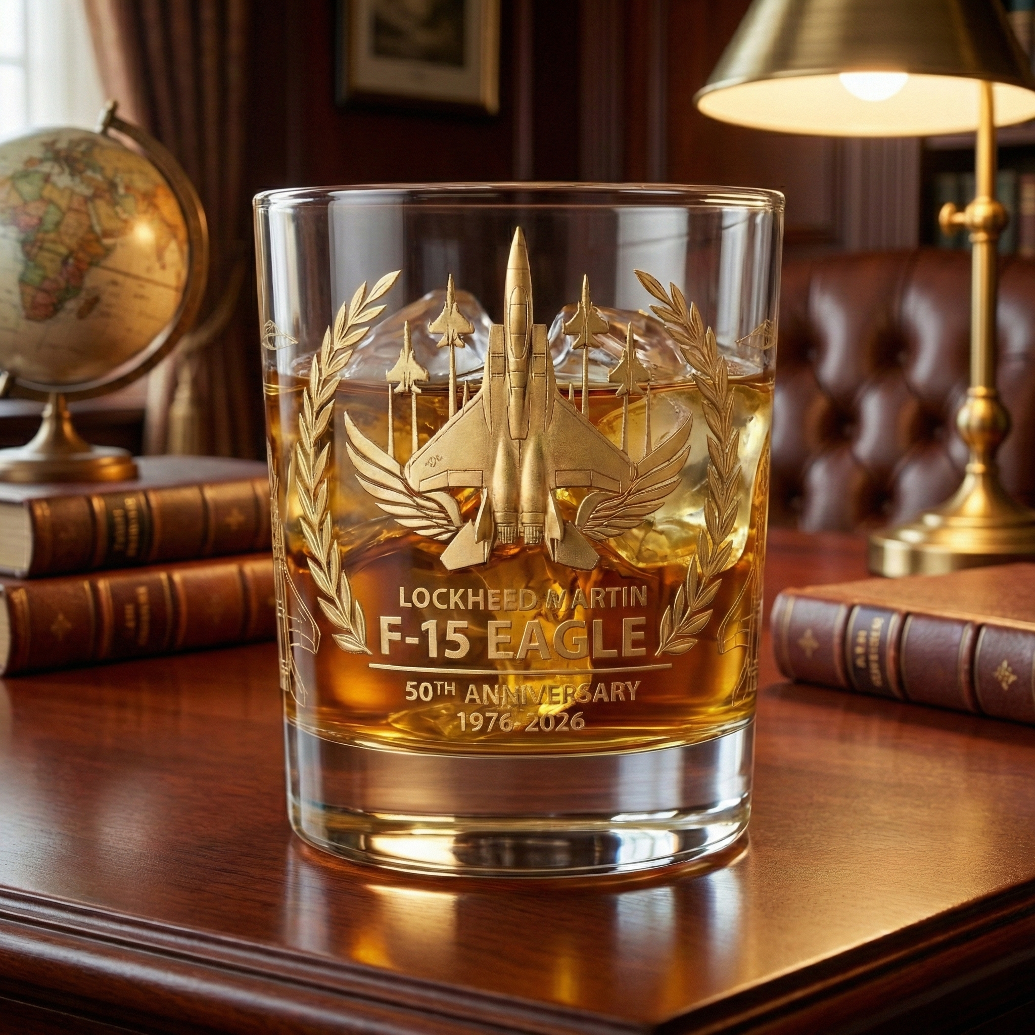 F-15 Eagle Air Supremacy 50th Anniversary Whiskey Glass