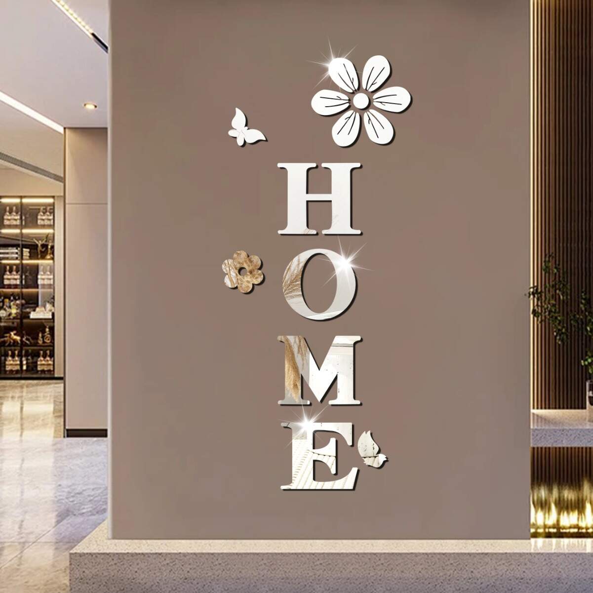 Acrylic Mirror Wall Stickers Flowers Home Decoration Letters Soft Mirror Self-adhesive Wall Stickers