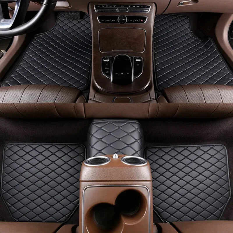 5-Piece Universal PU Leather Car Floor Mats - Waterproof Auto Interior Protection