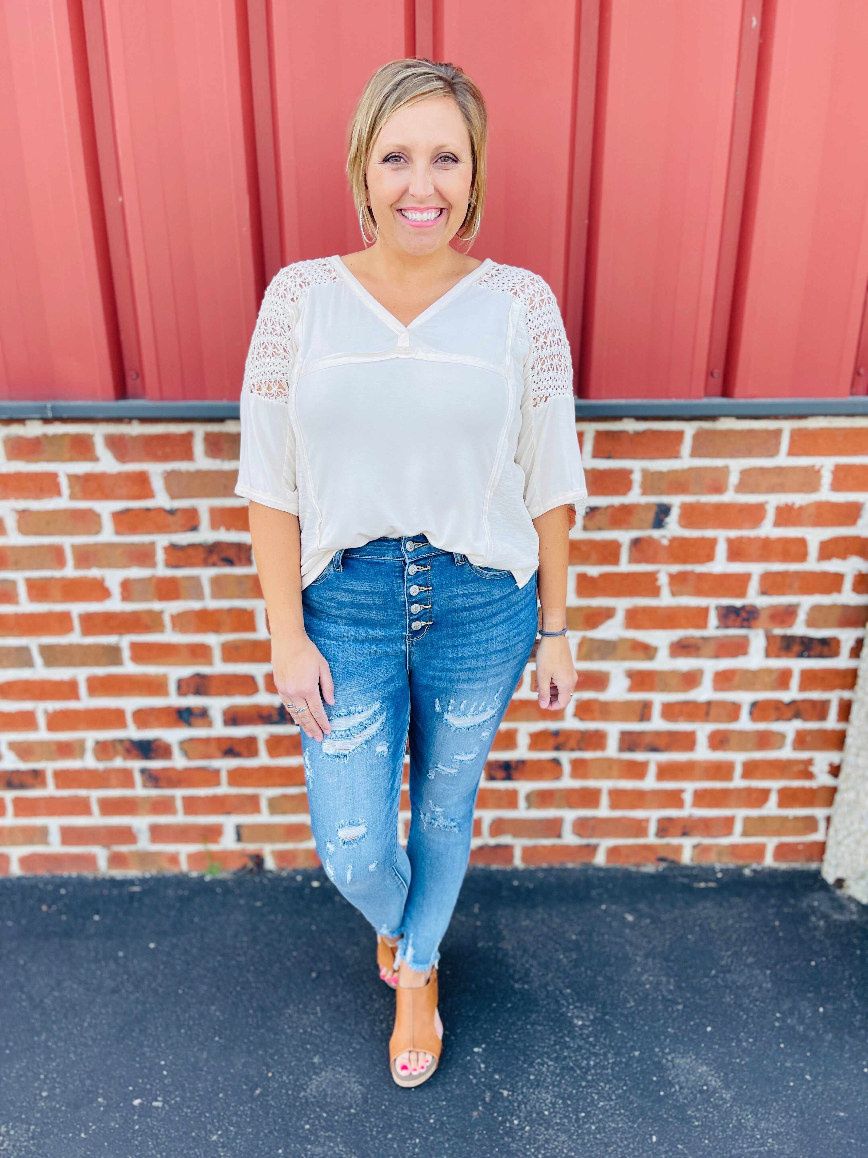 RESTOCK! PLUS/REG Cute As A Button Fly Skinny Jeans