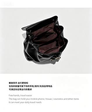 Fashionable women handbag with cowhide leather