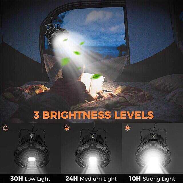 Outdoor Camping Fan and LED Light 2-in-1 Rechargeable Explosive Charging Camping Fan Light Tent Light Wild Fishing Portable Lighting