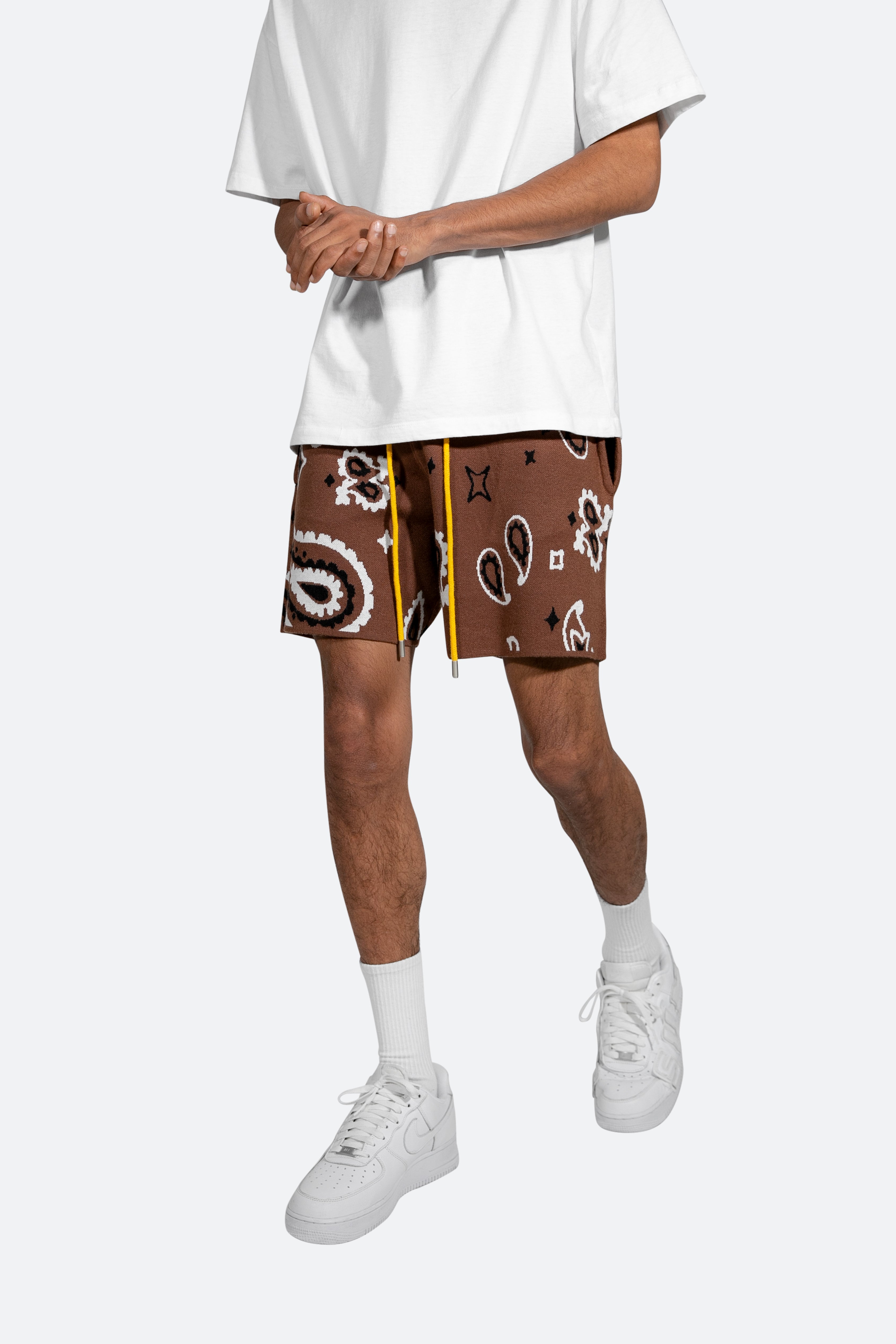 Paisley Knit Shorts - Brown