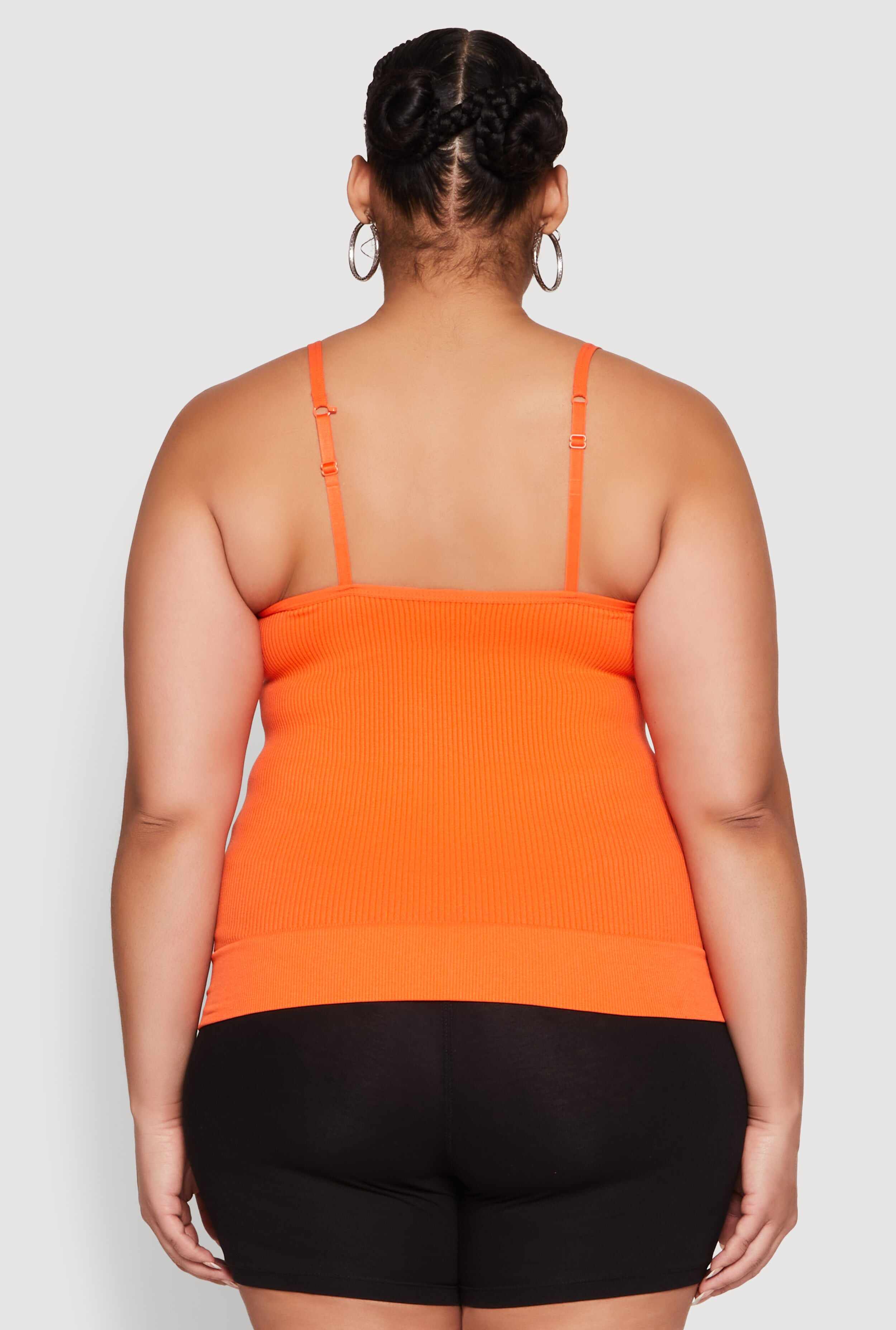 Plus Size Seamless Ribbed V Neck Cami