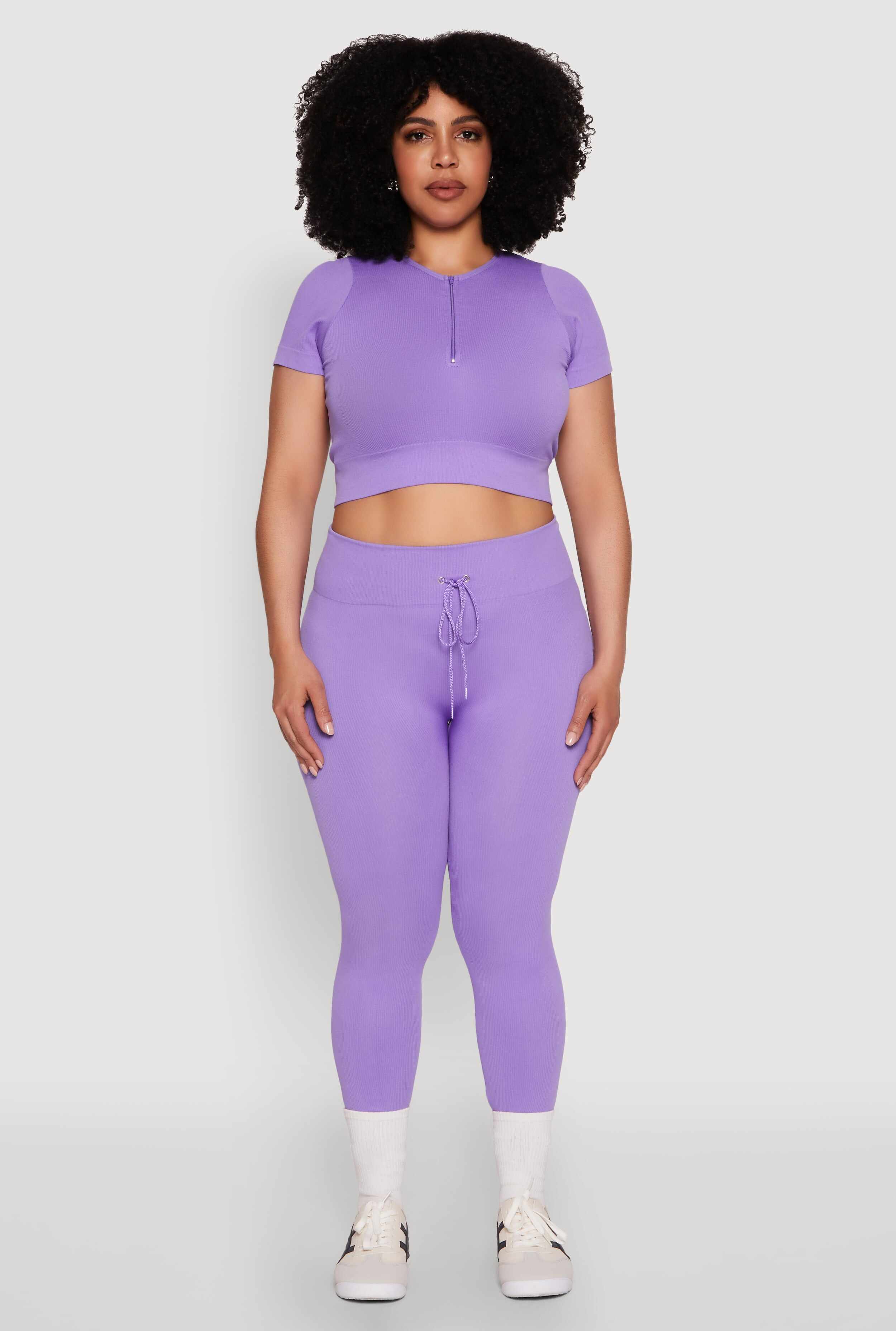 Plus Size Seamless Drawstring Waist Leggings