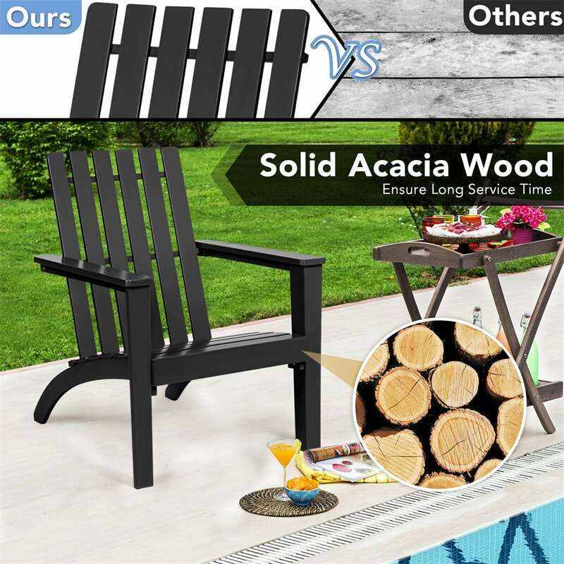 Outdoor Patio Acacia Wood Adirondack Lounge Chair