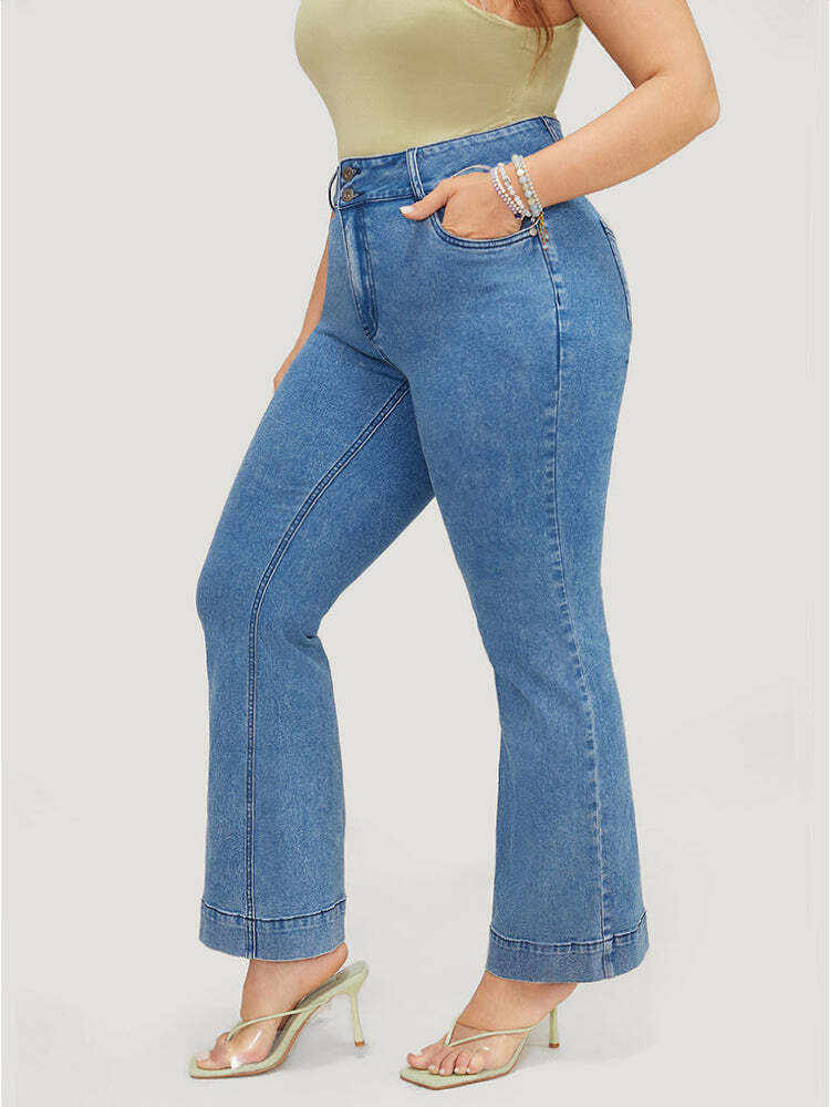 Flare Leg  Very Stretchy High Rise Medium Wash Jeans