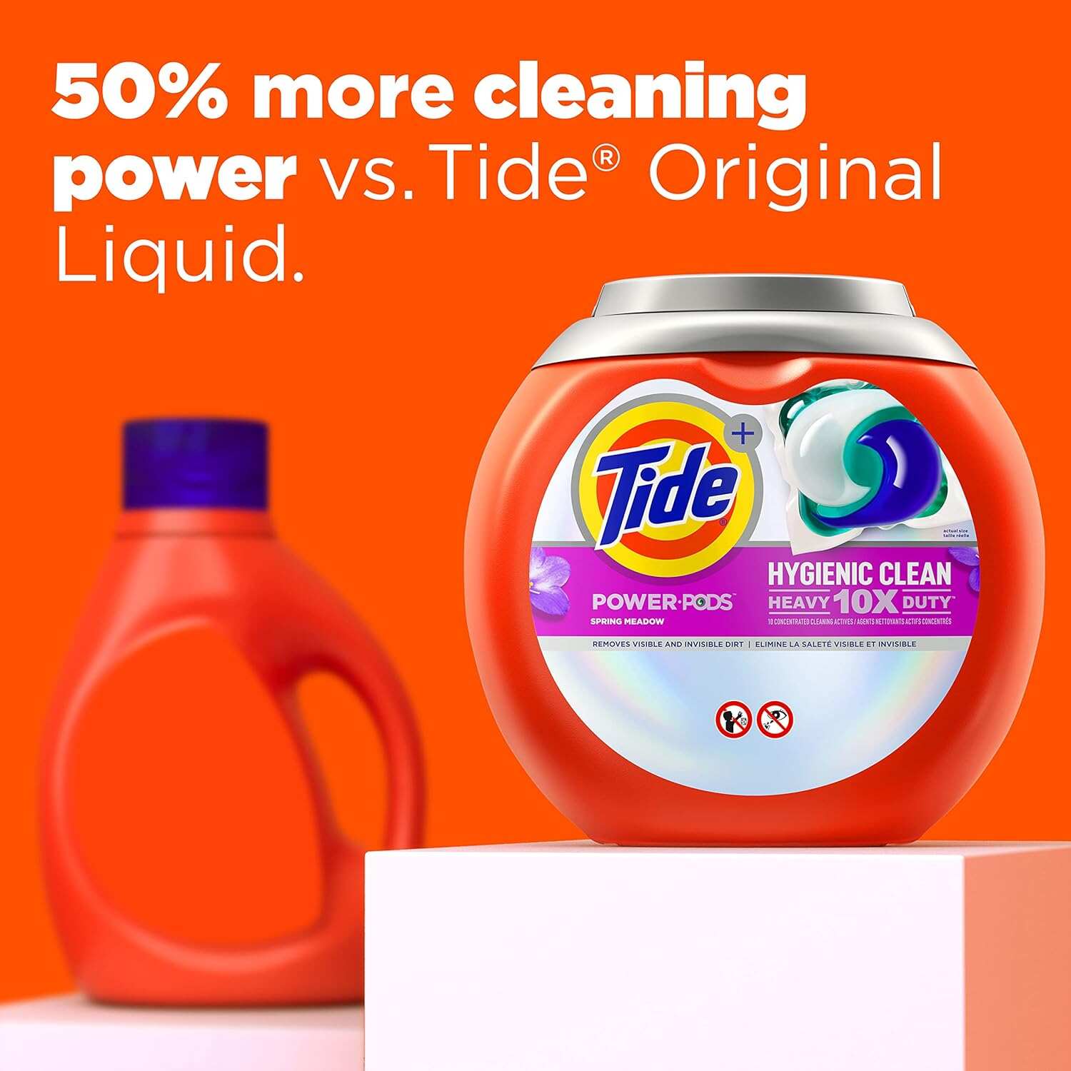 Tide Hygienic Clean Heavy Duty 10x Free Power PODS Laundry Detergent, 63 count, Unscented, For Visible and Invisible Dirt