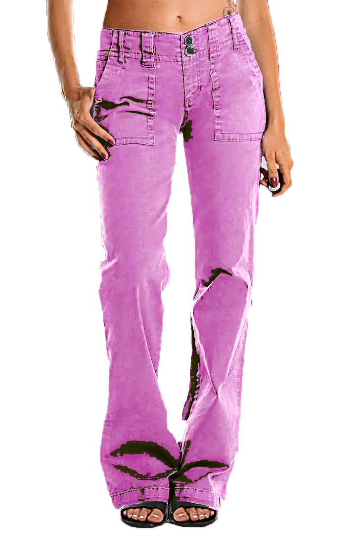 🔥Double Button Mid Waist Straight Leg Pants