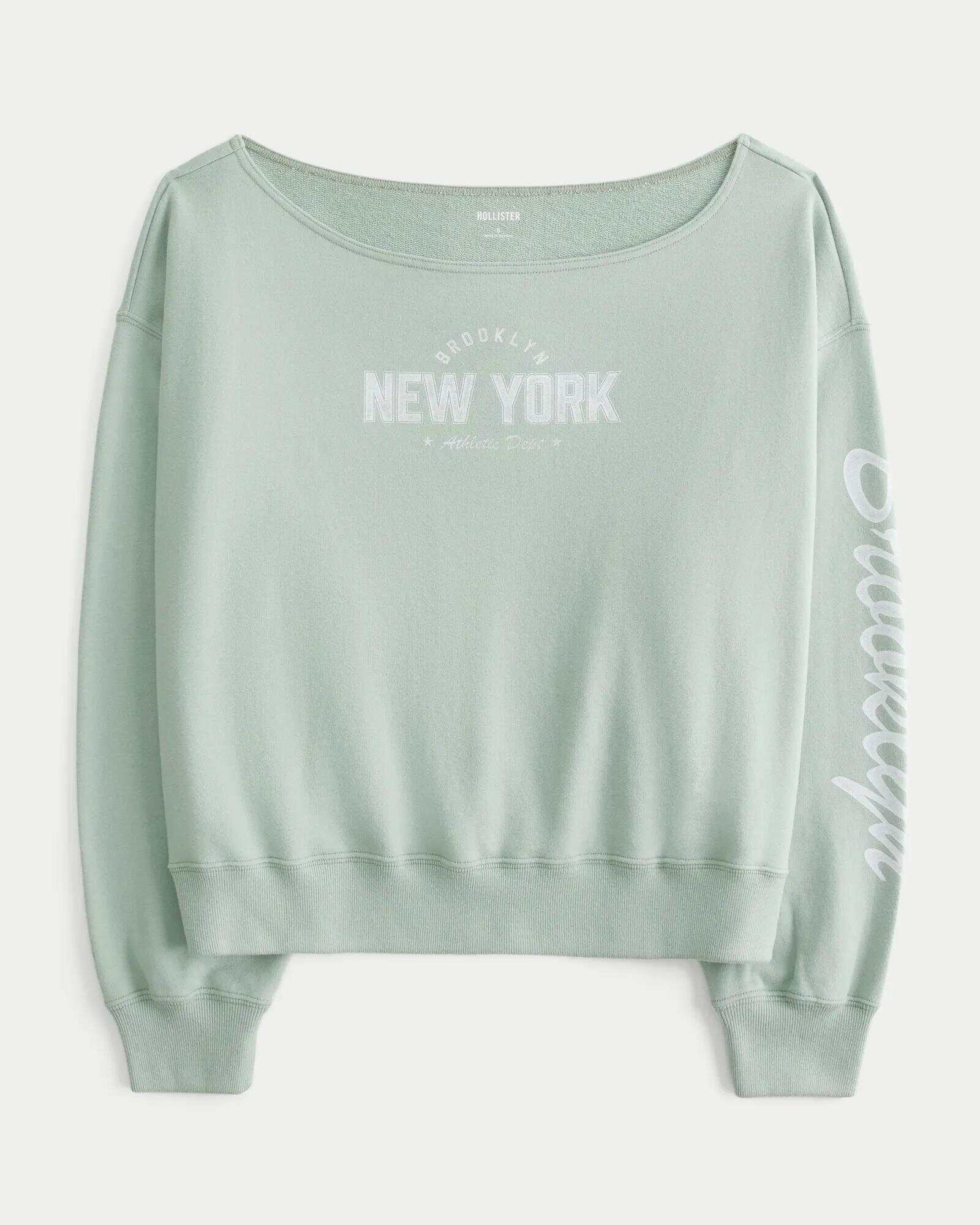 Easy Off-the-Shoulder Connecticut Graphic Sweatshirt