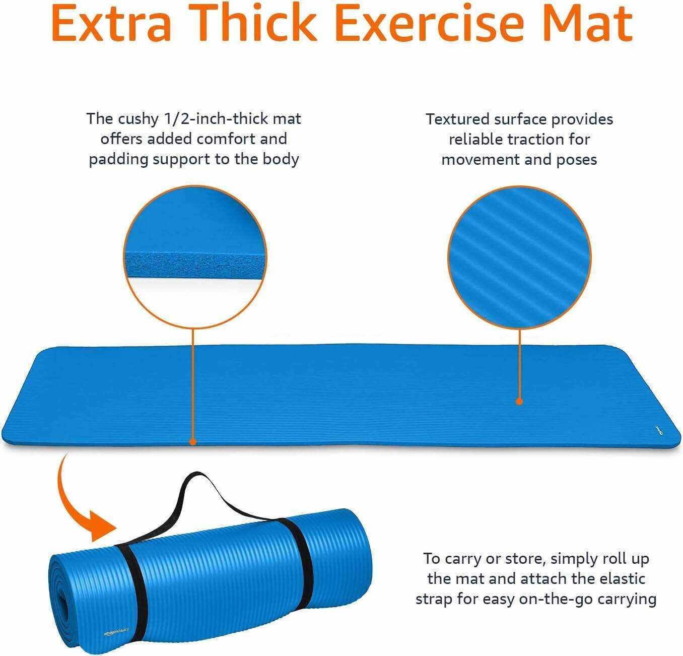 Amazon Basics 1/2-Inch Extra Thick Exercise Yoga Mat