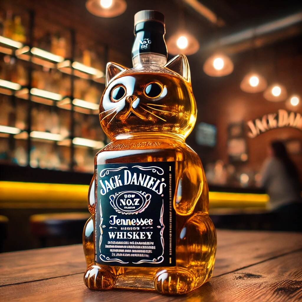 Cat Whiskey Bottle