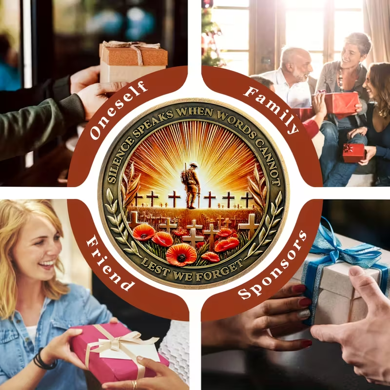 Poppy Remembrance Military Challenge Coin | Honor Fallen Heroes, Uphold “Lest We Forget” Legacy