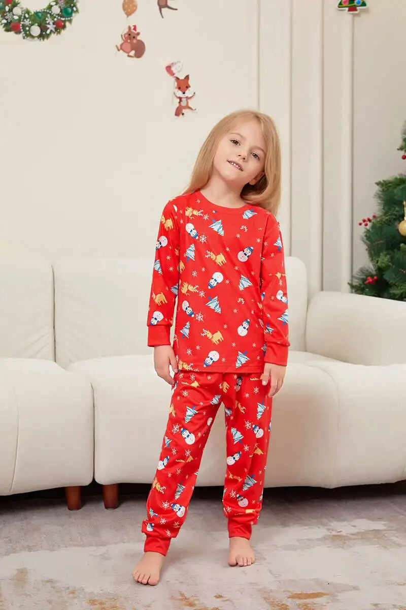 Family Matching Christmas Pajamas Sets Printed Pjs Suit