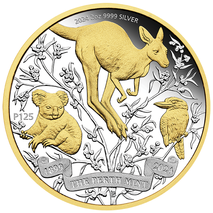 2024 The Perth Mint's 125th Anniversary Gilded 2oz Silver Proof
