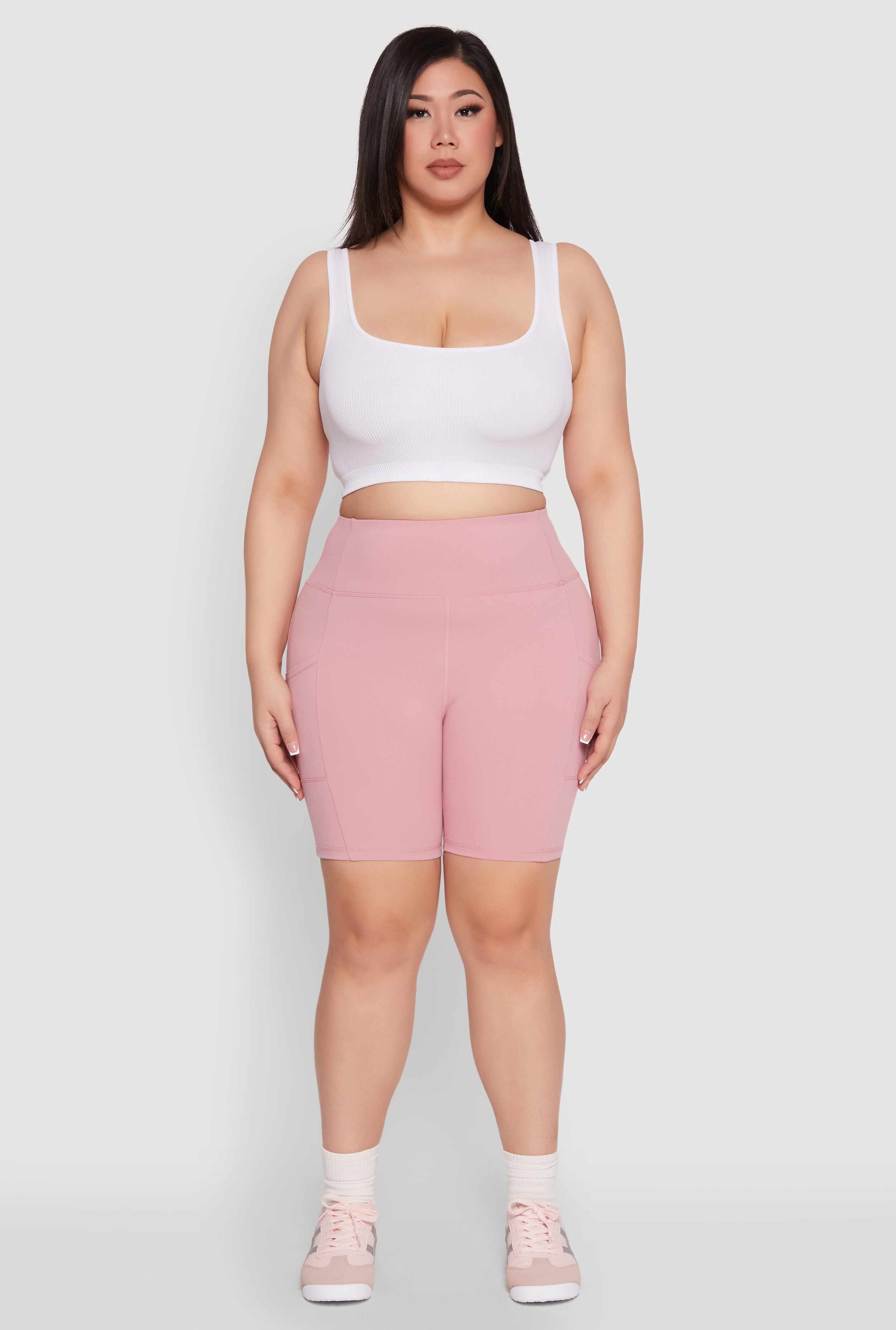 Plus Size Cell Phone Pocket Snatched Bike Shorts