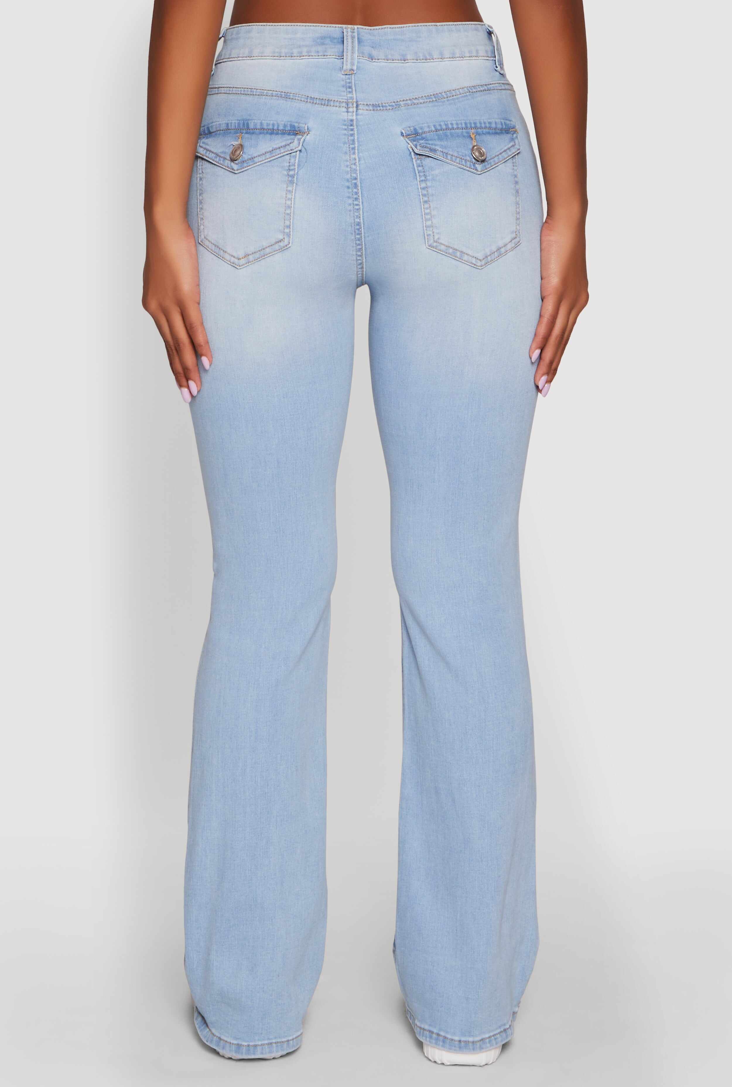 WAX Stretch Flap Pocket Mid Rise Bootcut Jeans