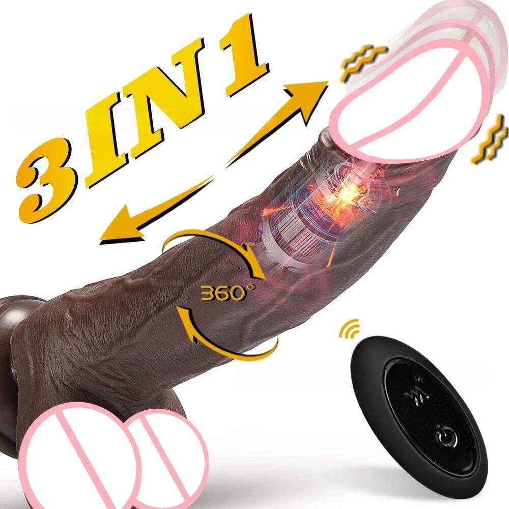 Black coffee colored simulated penis wireless telescopic rotating vibration adult and female sexual products
