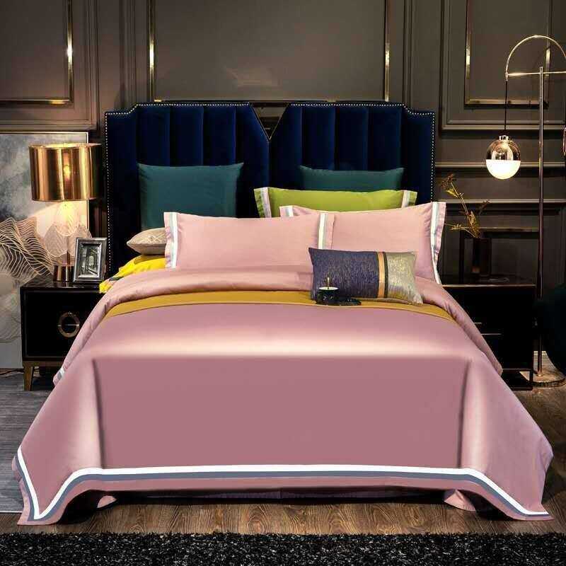 Jadyn Contrasting Double Stripe Border Egyptian Cotton Duvet Cover Set