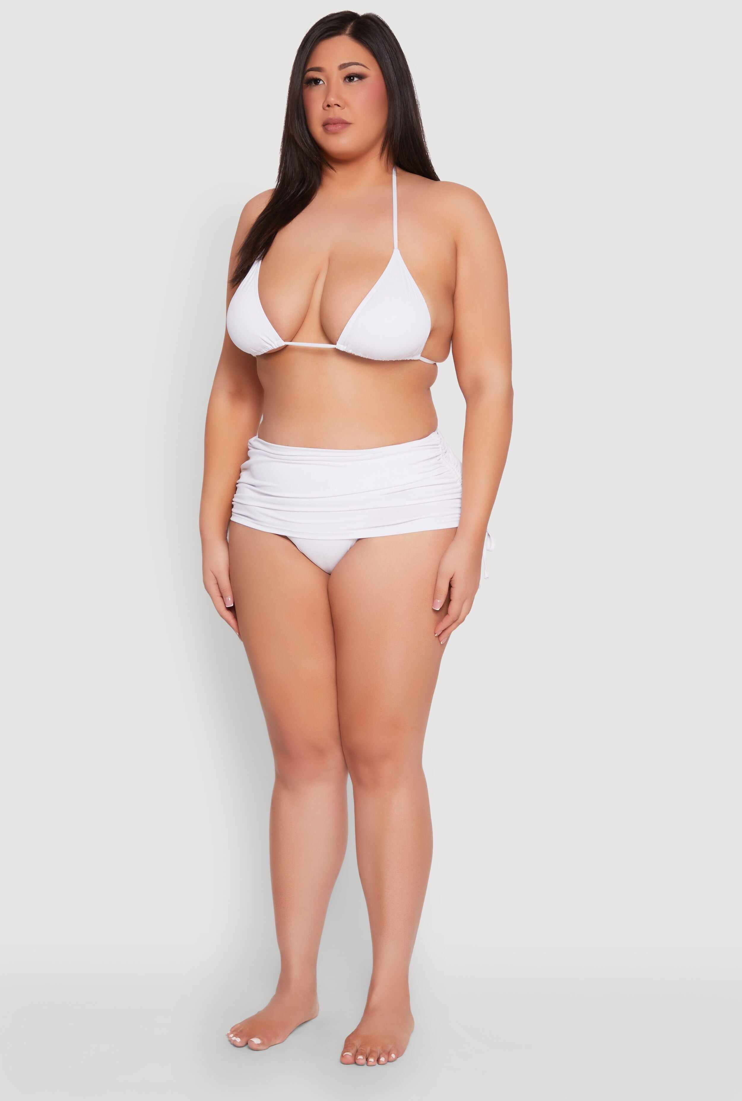 Plus Size Side Drawstring Swim Skirt
