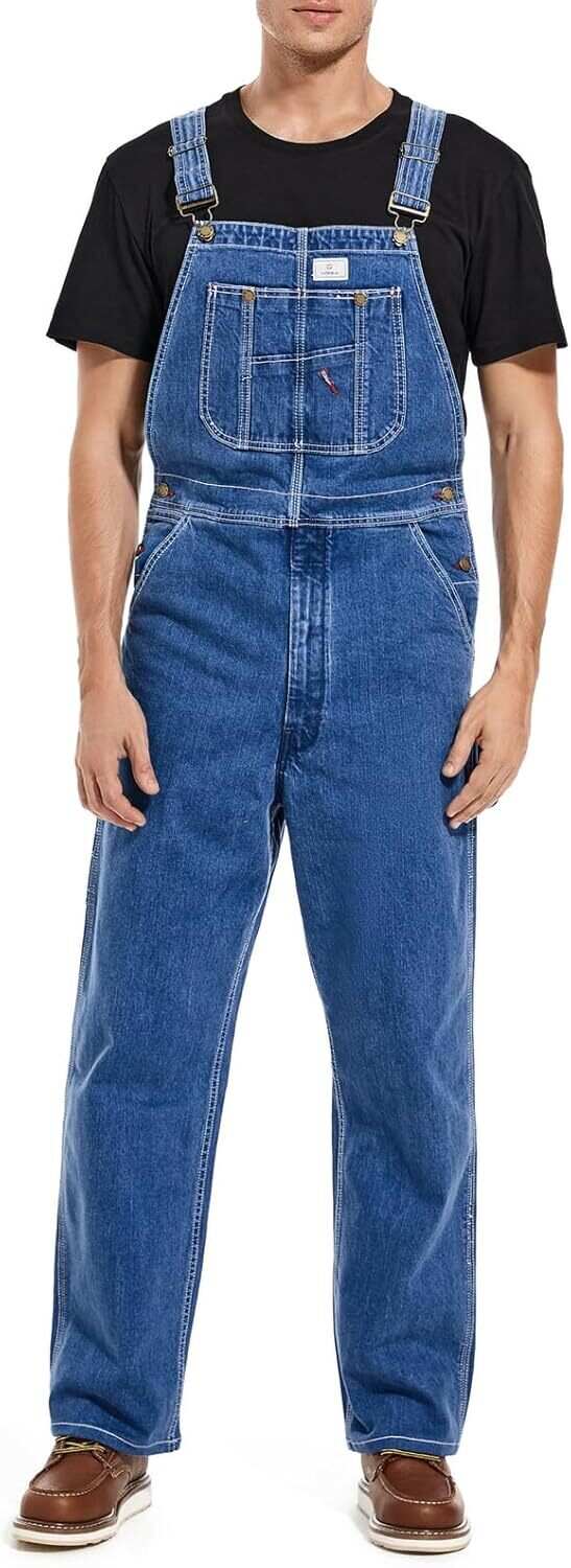 🔥Flash Sale🔥Men's Denim Bib Overalls, Workwear with Adjustable Straps and Convenient Tool Pockets