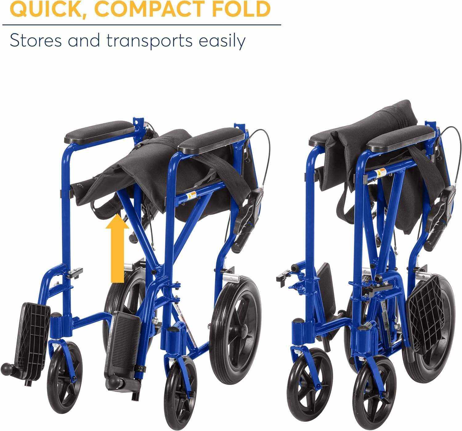 Drive Medical EXP19LTRD Lightweight Expedition Folding Transport Wheelchair with Hand Brakes, Red