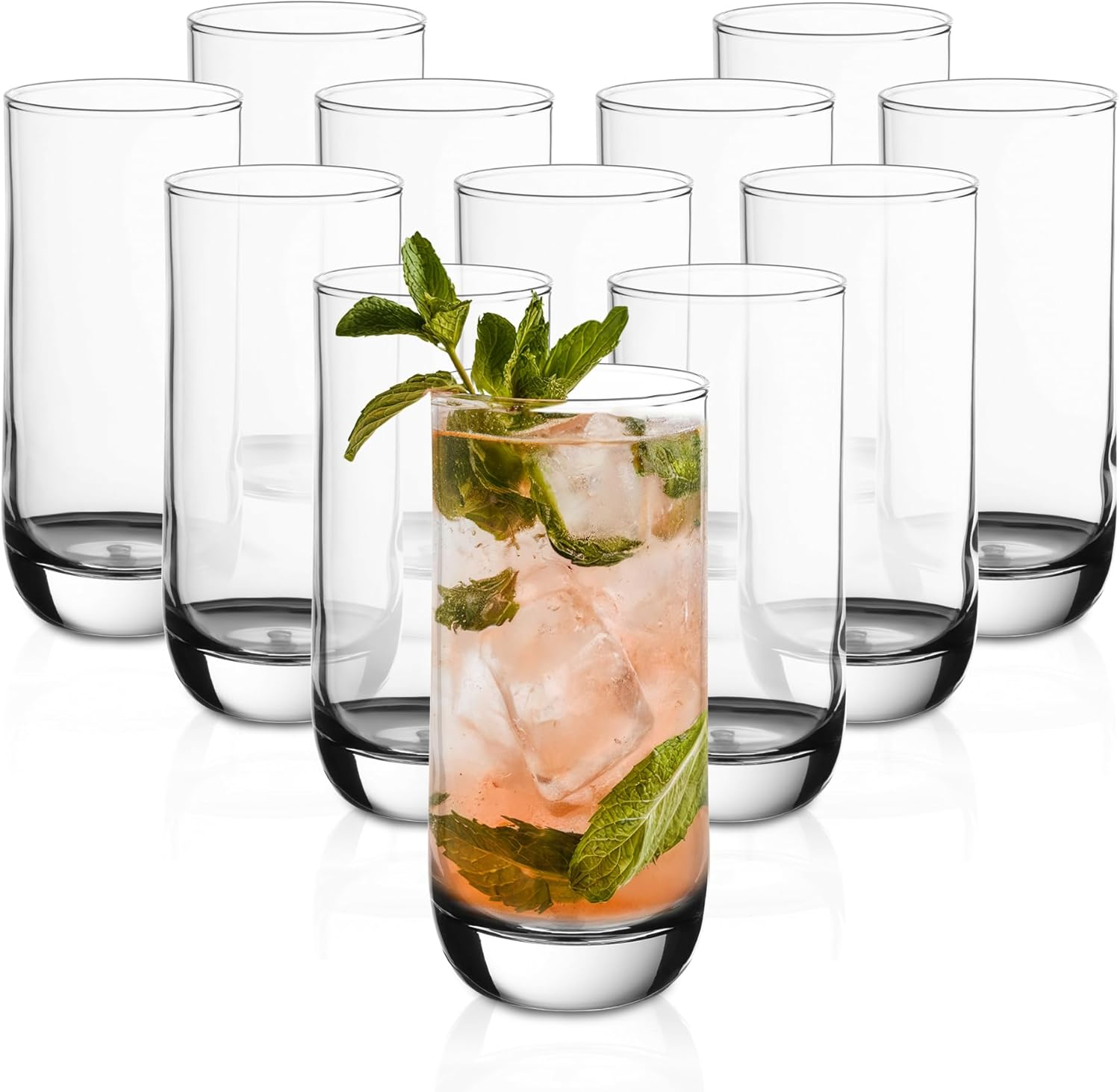 Vikko Drinking Cup 12 ounces (approximately 340.2 milliliters) 12-piece set of drinking cups made of crystal clear glass - suitable for water or juice - highball glass & water cup