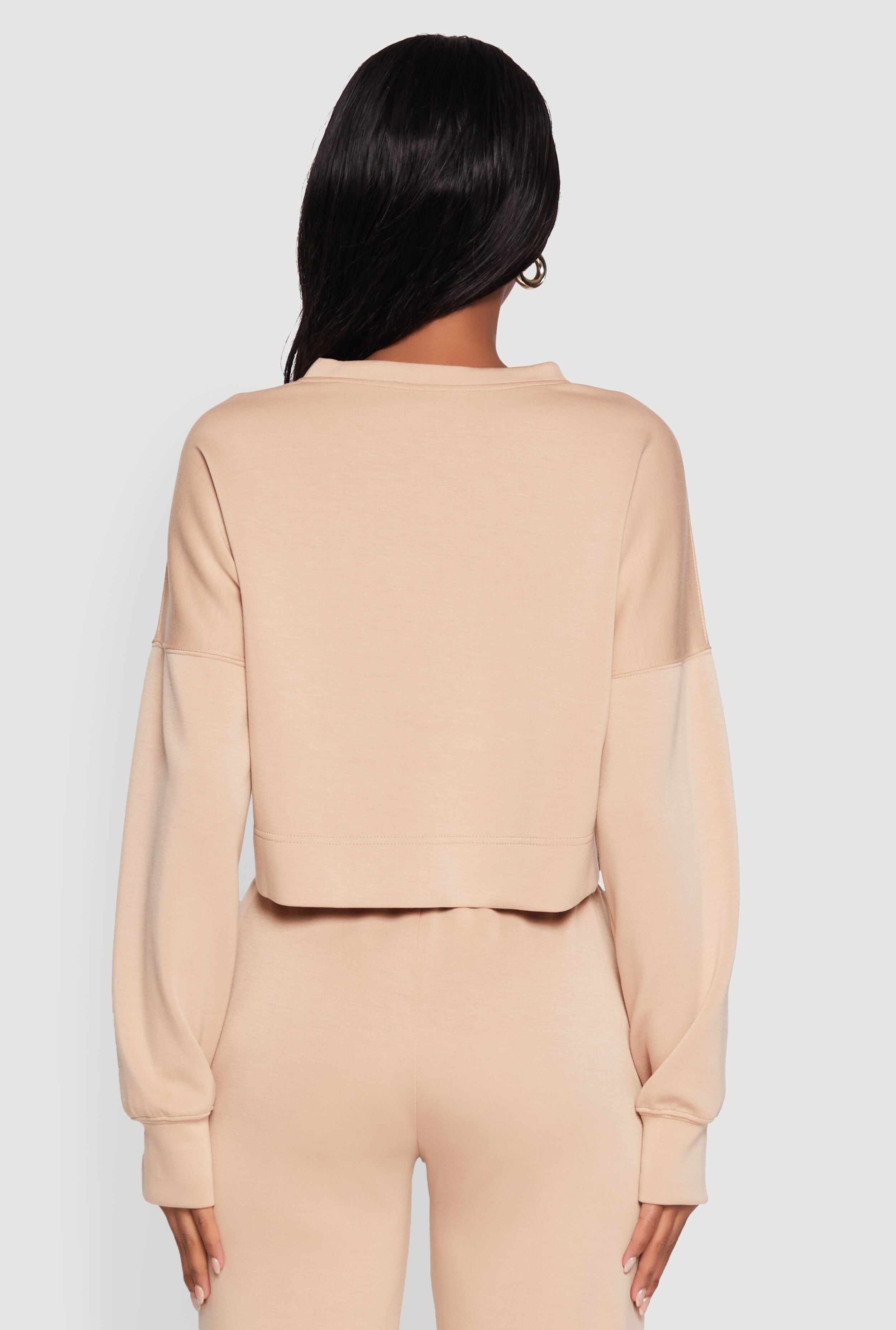 Crew Neck Long Sleeve Crop Top