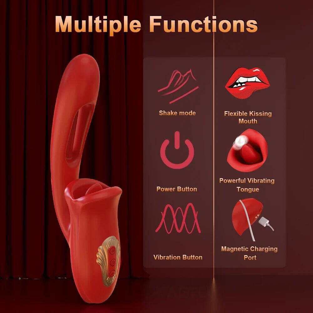 Powerful Tongue Licking Dildo Vibrator – G-Spot & Clitoris Stimulator